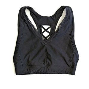 Women's Avia Lightly Padded Sports Bra Racerback Latice Detail Black Size Small